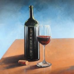 Bottle of bordeaux with whine glass