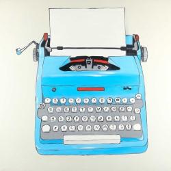 Blue typewritter machine