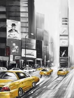 Times square and yellow taxis