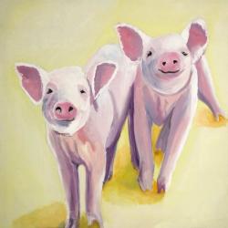 Deux cochons souriant