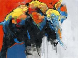éléphant coloré et abstrait en mouvement