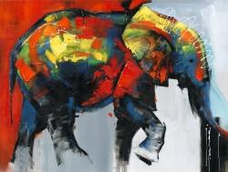 éléphant abstrait et coloré en mouvement