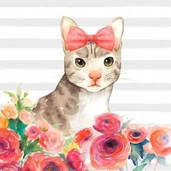 Small cat with flowers