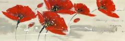 Abstract red flowers in the wind