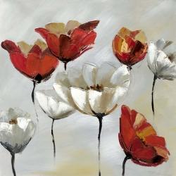 Fleurs rouges et blanches abstraites