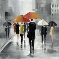 Street scene with umbrellas