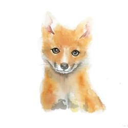 Watercolor baby fox