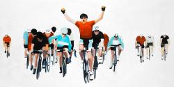 Cyclistes à la fin d'une course