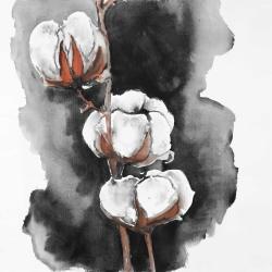Watercolor cotton flowers