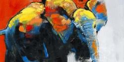 éléphant coloré et abstrait en mouvement