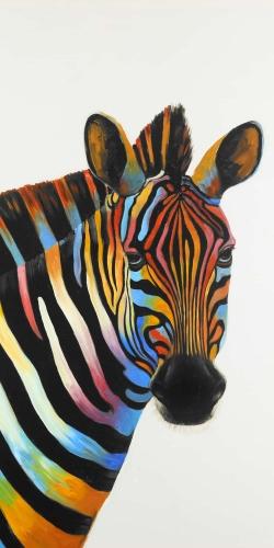Colorful profile view of a zebra