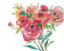 Watercolor bouquet of flowers