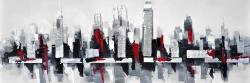 Gray and red cityscape