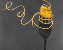 Spaghetti pasta around a fork