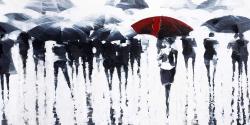 Abstract silhouettes under the rain