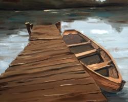 Lake, dock and boat
