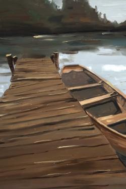 Lake, dock and boat