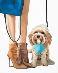 Chien cavoodle à la mode
