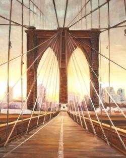 Sunset on the brooklyn bridge