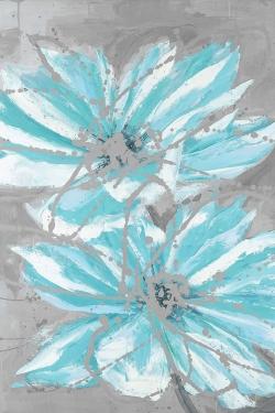 Deux petites fleurs bleues abstraites