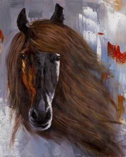 Fier cheval brun