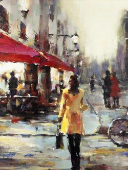 Femme marchant dans paris