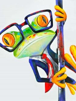 Funny frog with glasses