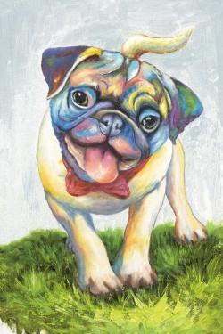 Colorful smiling pug
