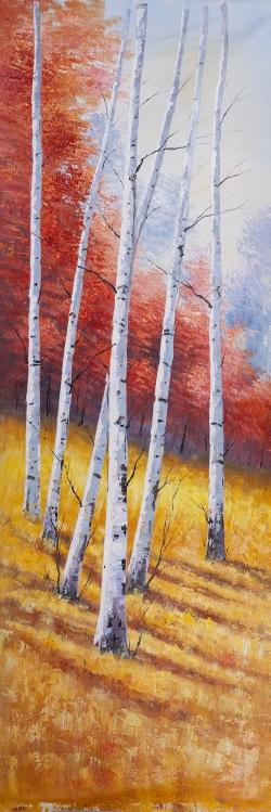 Paysage d'automne avec bouleaux