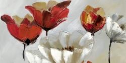 Abstract red and white flowers