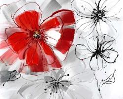 Fleurs rouges et grises