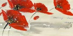 Abstract red flowers in the wind