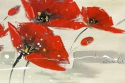 Abstract red flowers in the wind