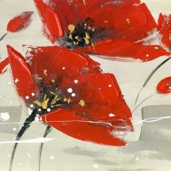 Abstract red flowers in the wind