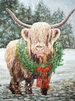 Vache highland de noël