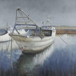 Bateau de pêche bleu