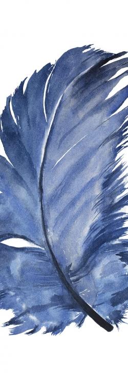 Watercolor blue feather
