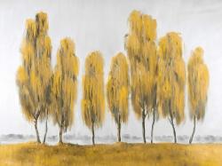 Seven abstract yellow trees