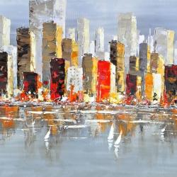 Colorful buildings with water reflection