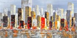 Colorful buildings with water reflection