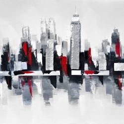 Gray and red cityscape