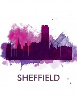 Silhouette en éclats de couleurs de la ville de sheffield