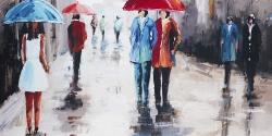 Gens avec leur parapluie dans la rue