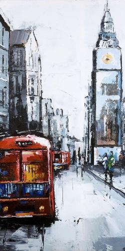 Londre abstraite et bus rouge