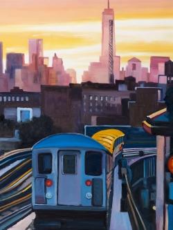 Sunset over the subway in new-york
