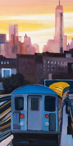 Sunset over the subway in new-york