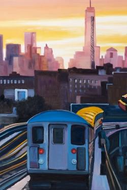 Sunset over the subway in new-york