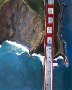 Vue aérienne du golden gate et ses montagnes