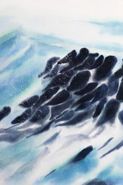 Vagues de la mer avec des éclats de peinture