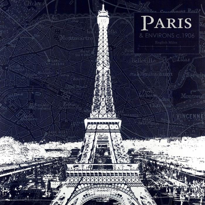 Paris blue print and eiffel tower